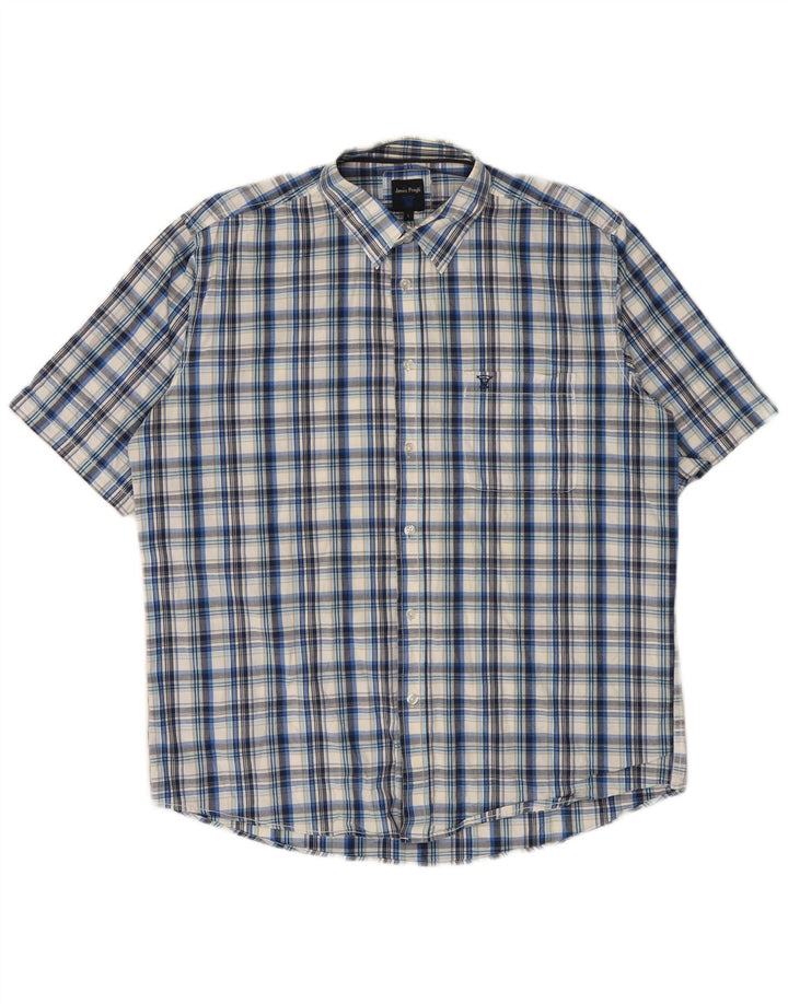 JAMES PRINGLE Chemise à manches courtes pour homme en coton à carreaux bleus