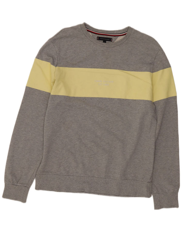 Tommy Hilfiger Sweat-shirt pour homme en coton color block grand gris