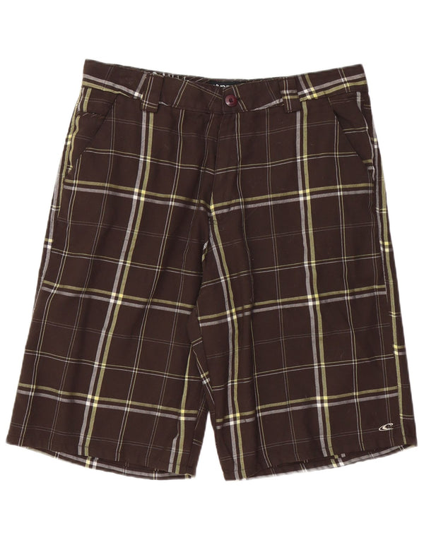 O'NEILL Mens Chino Shorts W34 Large Brown Plaid Polyester