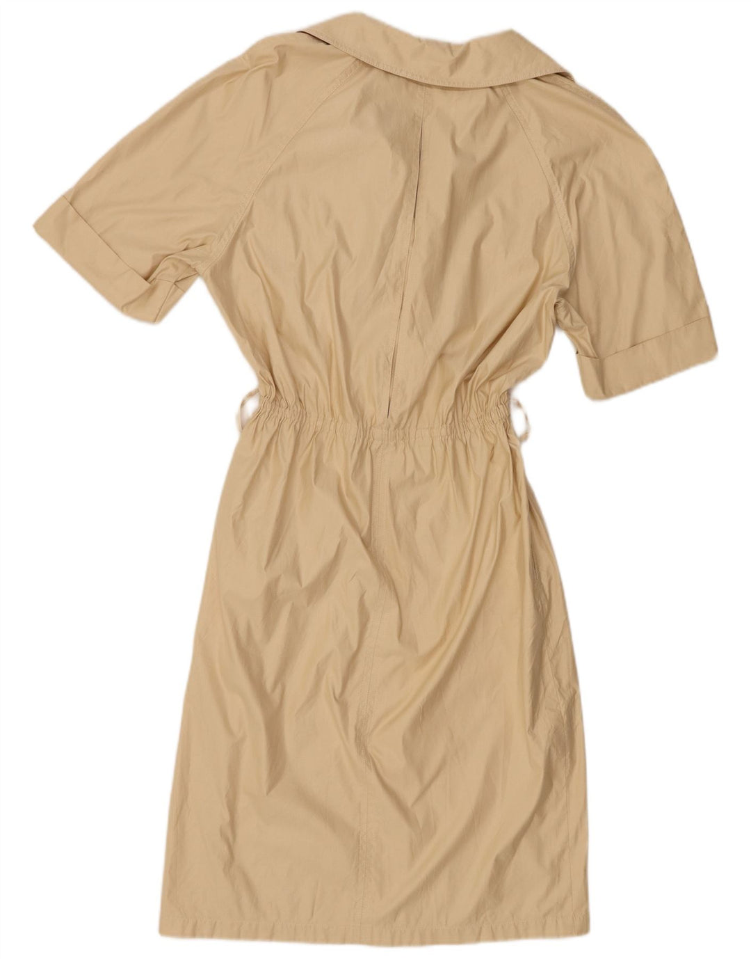 vintage Femmes Manches Courtes Pull Chemise Robe UK 14 Beige Moyen