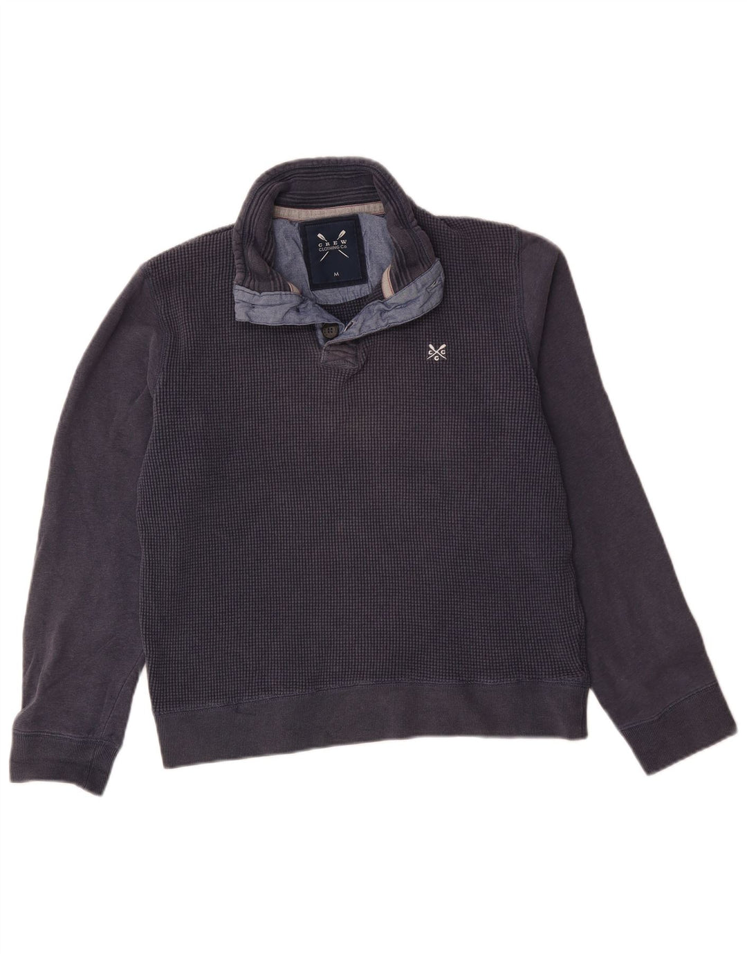 Crew Clothing Sweat-shirt à col boutonné pour homme en coton bleu marine moyen