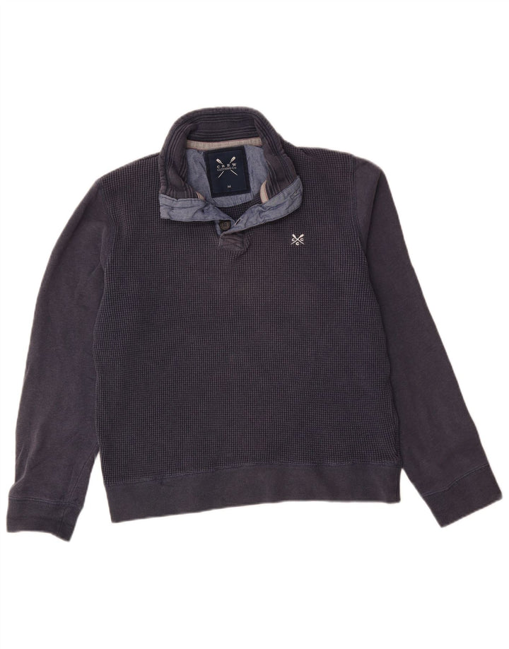 Crew Clothing Sweat-shirt à col boutonné pour homme en coton bleu marine moyen