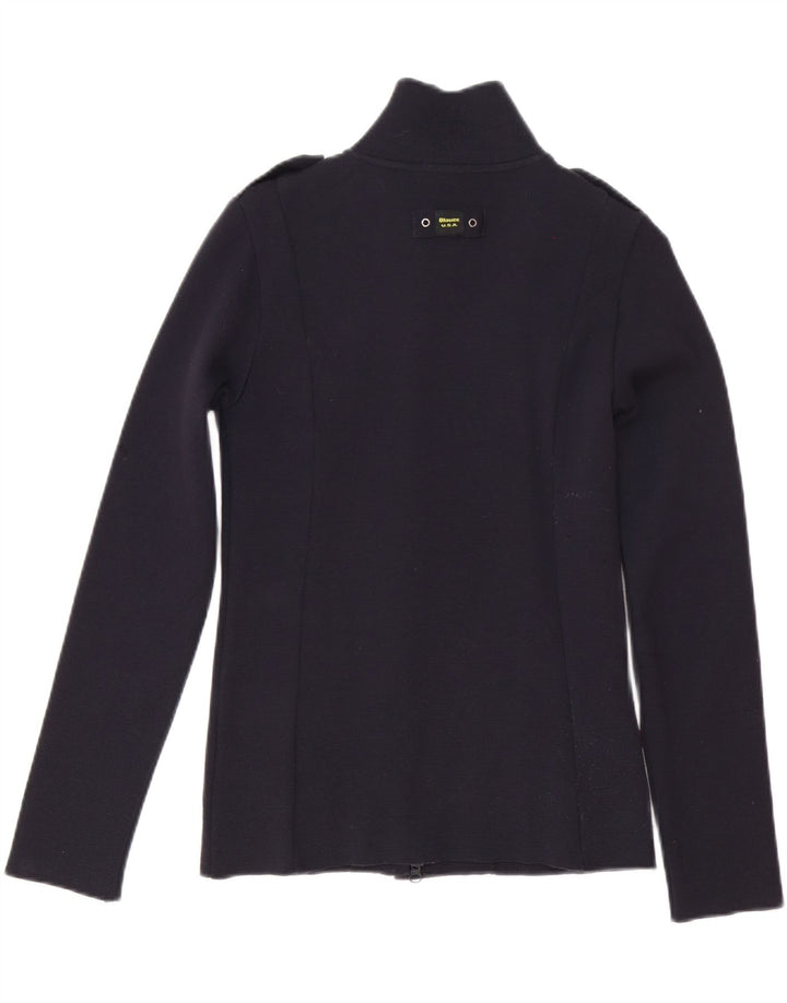 Blauer Cardigan Femme Pull UK 10 Petite Laine Bleu Marine