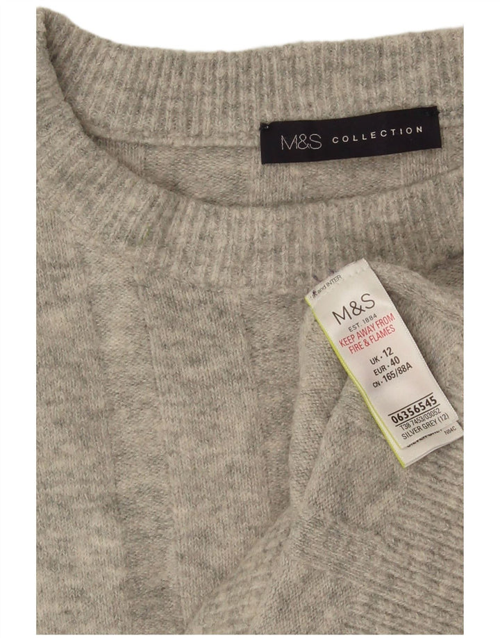 Marks & Spencer Pull à col rond pour femme UK 12 Gris moyen moucheté