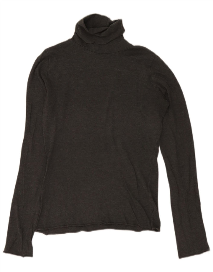 Zara Femme Haut Col Roulé Manches Longues UK 12 Gris Moyen