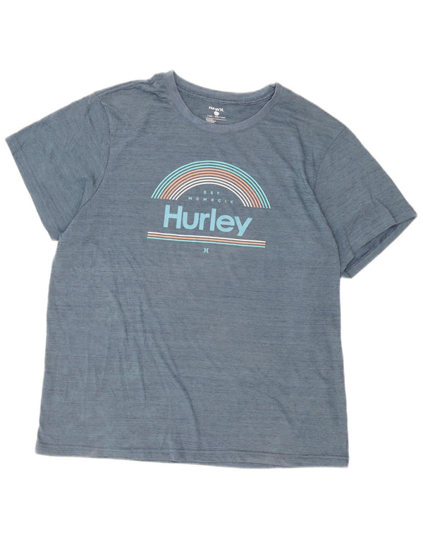 Hurley T-Shirt Graphique Homme Top XL Bleu Polyester