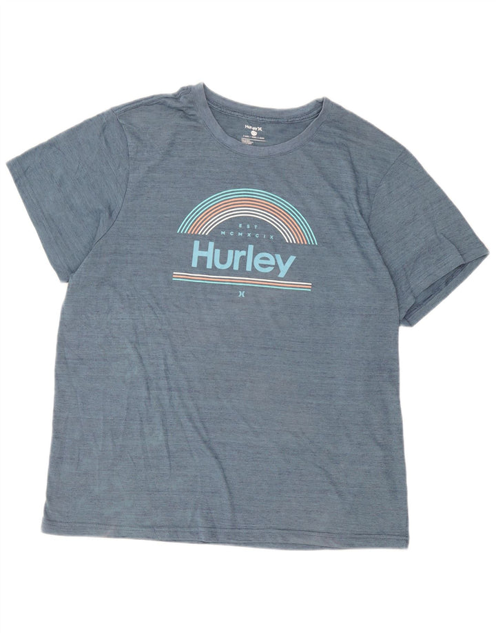 Hurley T-Shirt Graphique Homme Top XL Bleu Polyester