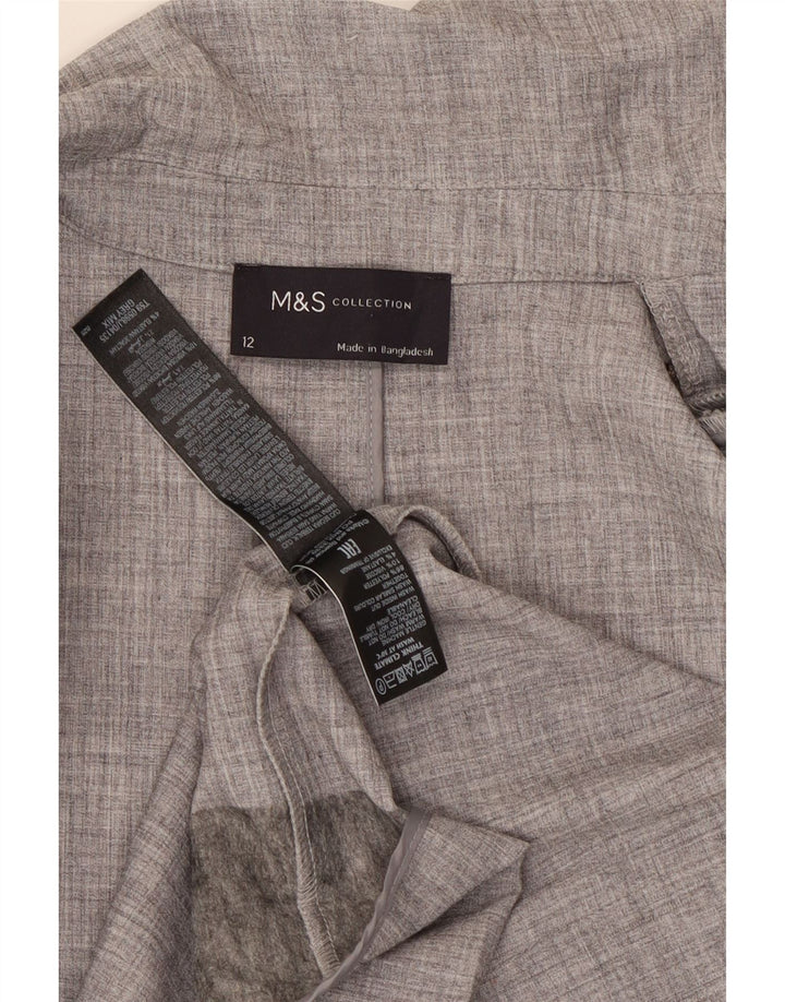 Marks & Spencer Veste blazer ouverte à manches 3/4 pour femme UK 12 Gris moyen