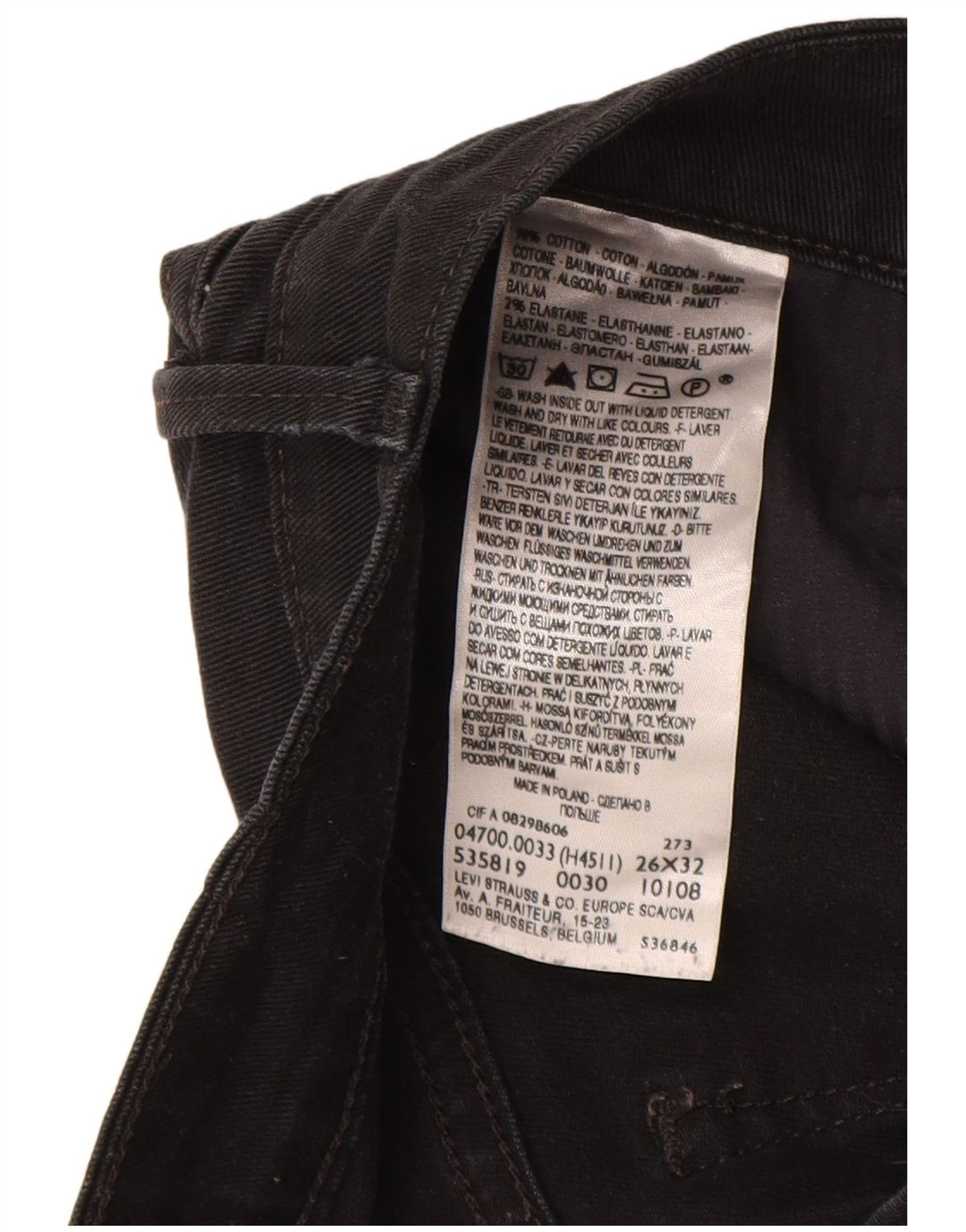 LEVI'S Demi Curve Jean droit coupe classique femme W26 L32 noir