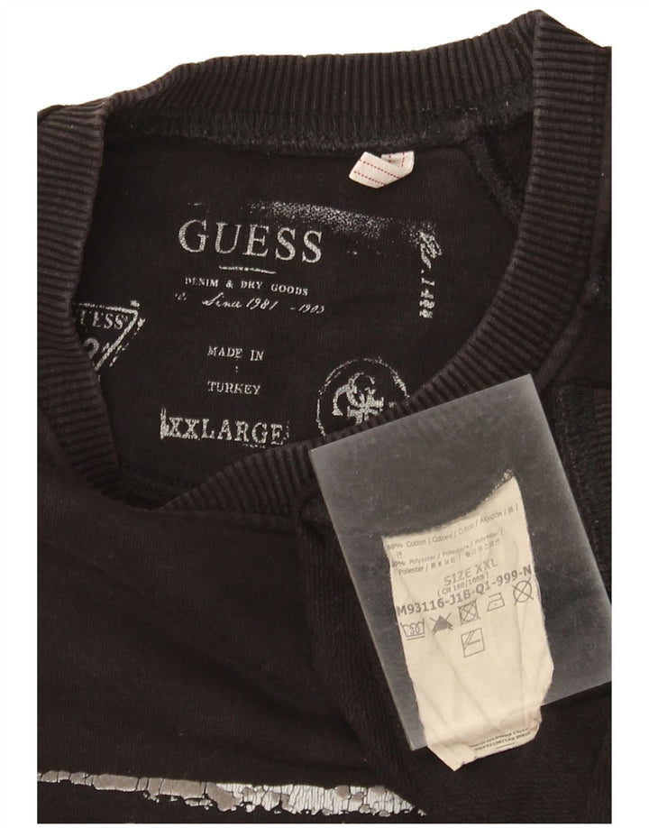 Guess Sweat-shirt graphique pour homme 2XL en coton noir