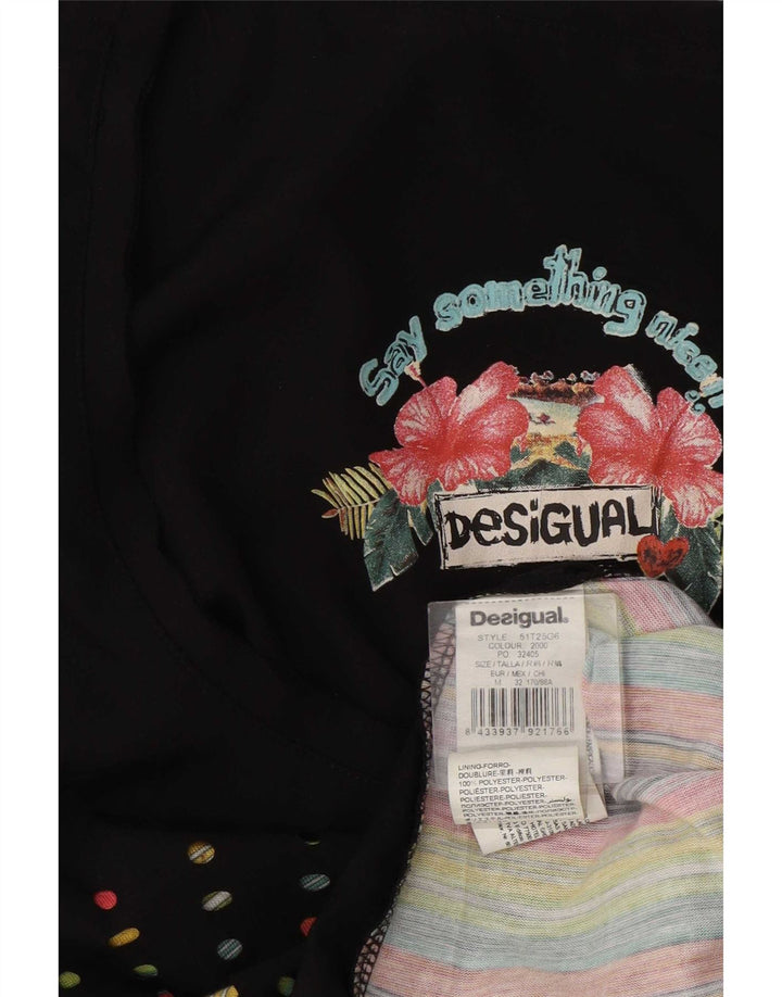 Desigual Débardeur Graphique Femme UK 12 Moyen Noir Géométrique Polyester