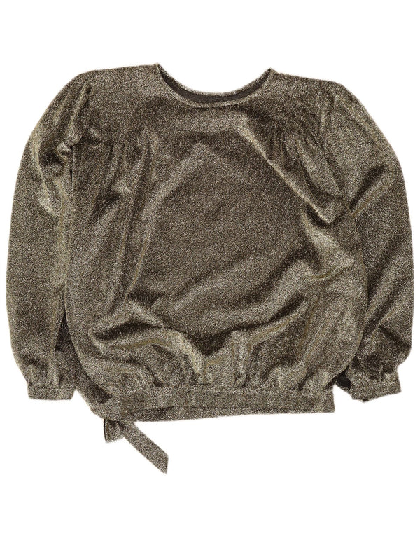 vintage Femmes Coupe décontractée Blouse Top UK 18 XL Or Moucheté