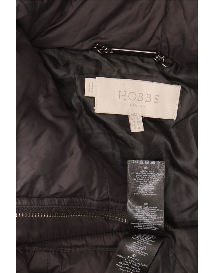 Hobbs Manteau rembourré à capuche pour femme UK 42 Medium Noir Polyamide