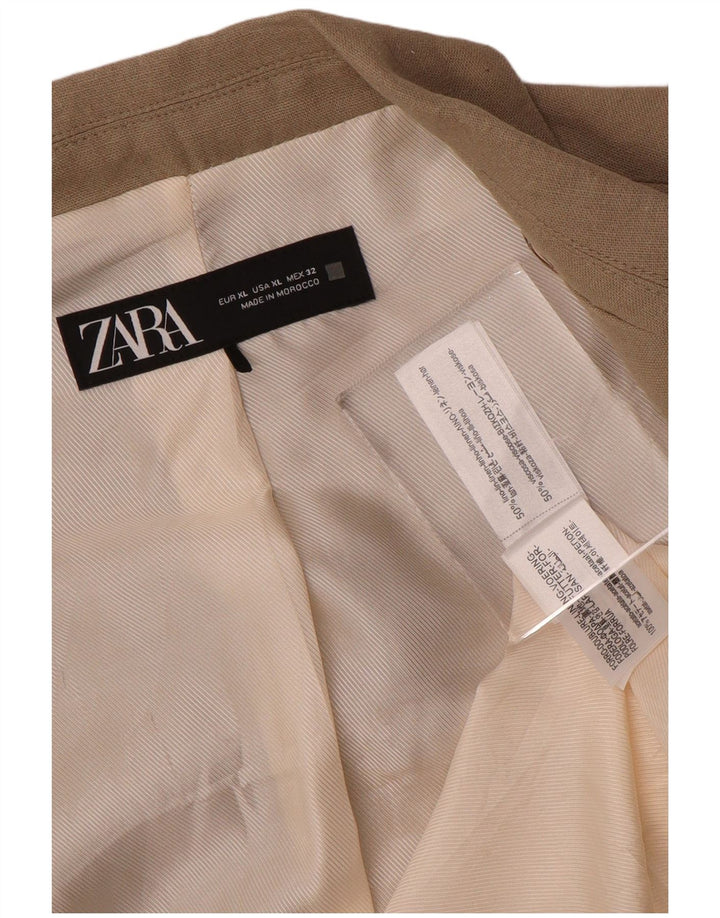 Zara Veste Blazer Ouverte Femme UK 18 XL Lin Beige