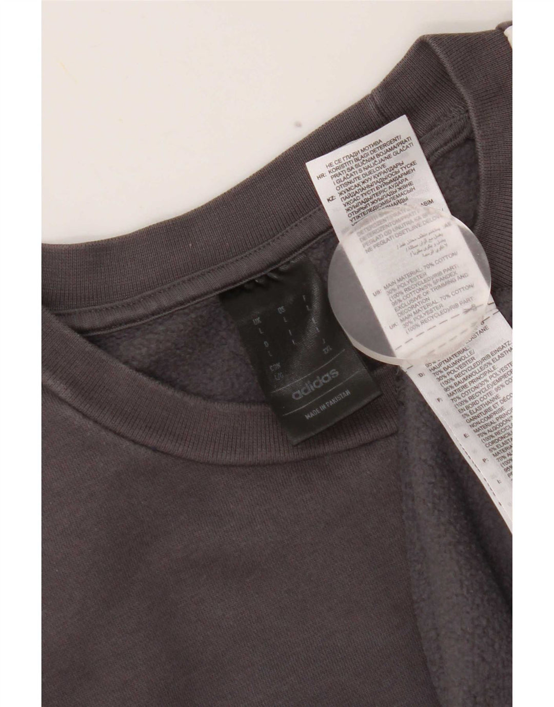 Adidas Sweat-shirt pour homme en coton gris Taille L