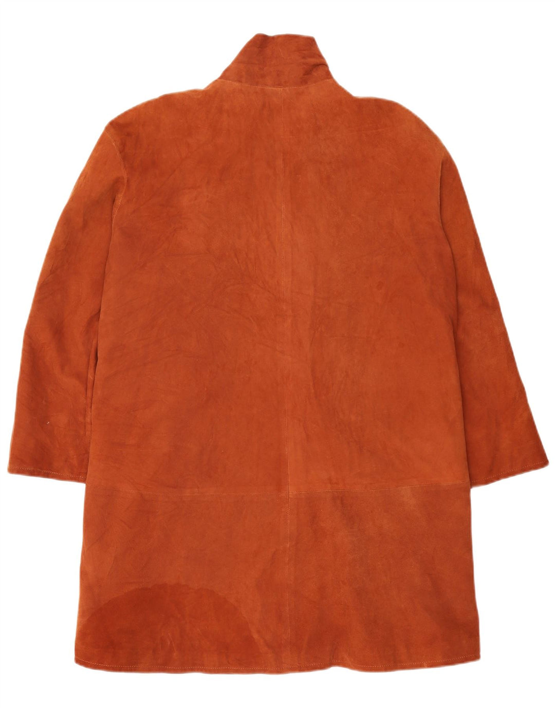 vintage Femmes Surdimensionné Suède Pardessus IT 42 Cuir Brun Moyen