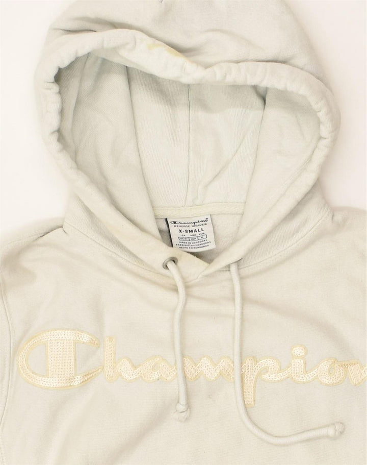 CHAMPION Mens Graphic Hoodie Jumper XS Green Colourblock Cotton | Vintage Champion | Thrift | Second-Hand Champion | Used Clothing | Messina Hembry 