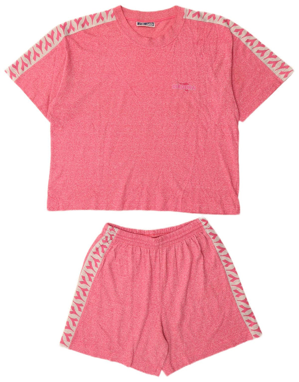 DIADORA Ensemble 2 pièces graphique surdimensionné pour femme UK 10 Petit coton rouge