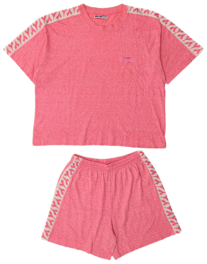 DIADORA Ensemble 2 pièces graphique surdimensionné pour femme UK 10 Petit coton rouge