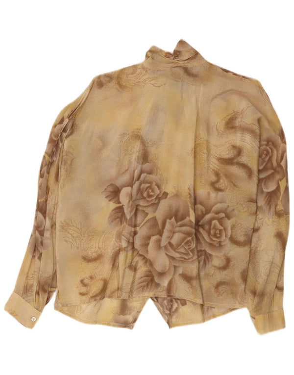 Tiffany Womens Shirt Blouse IT 42 Medium Brown Floral Acetate