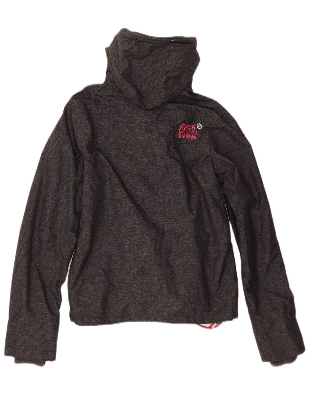 SUPERDRY Womens Windcheater Hooded Windbreaker Jacket UK 10 Small Grey
