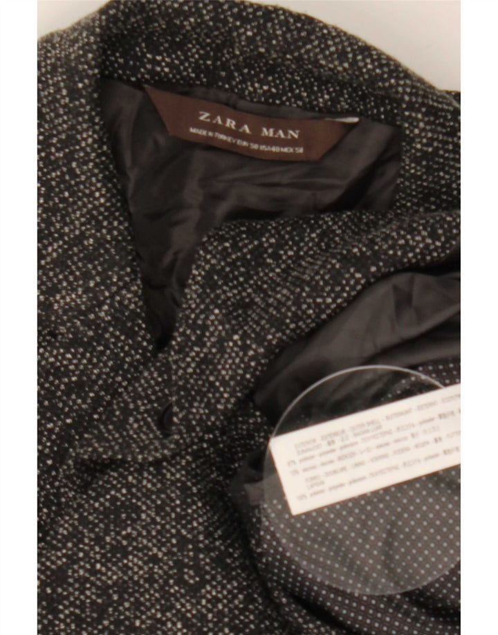 Zara Veste Blazer 2 Boutons Homme EU 50 Gris Moyen Polyester