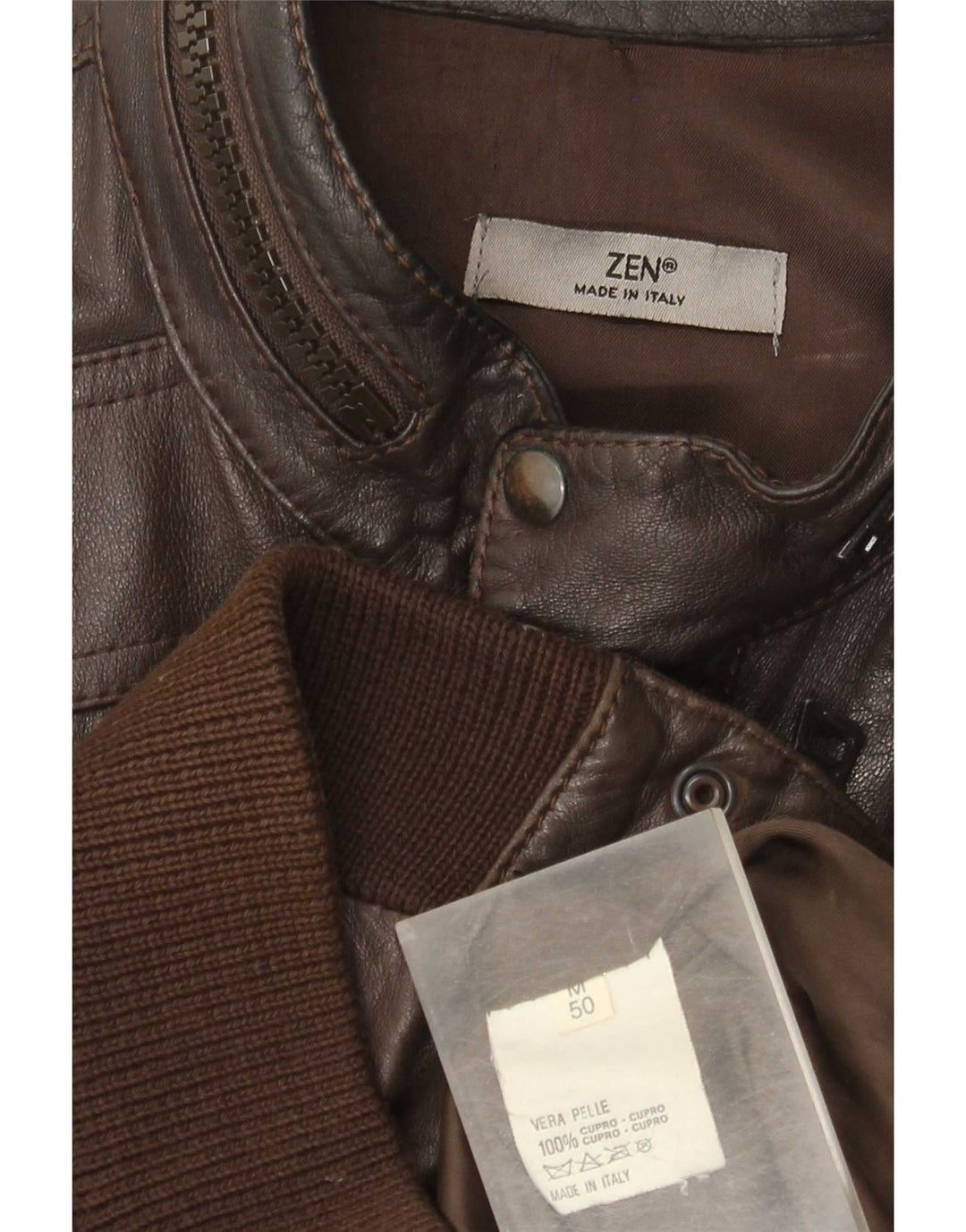 Zen Veste en cuir bomber pour homme Taille 50 Cuir marron moyen