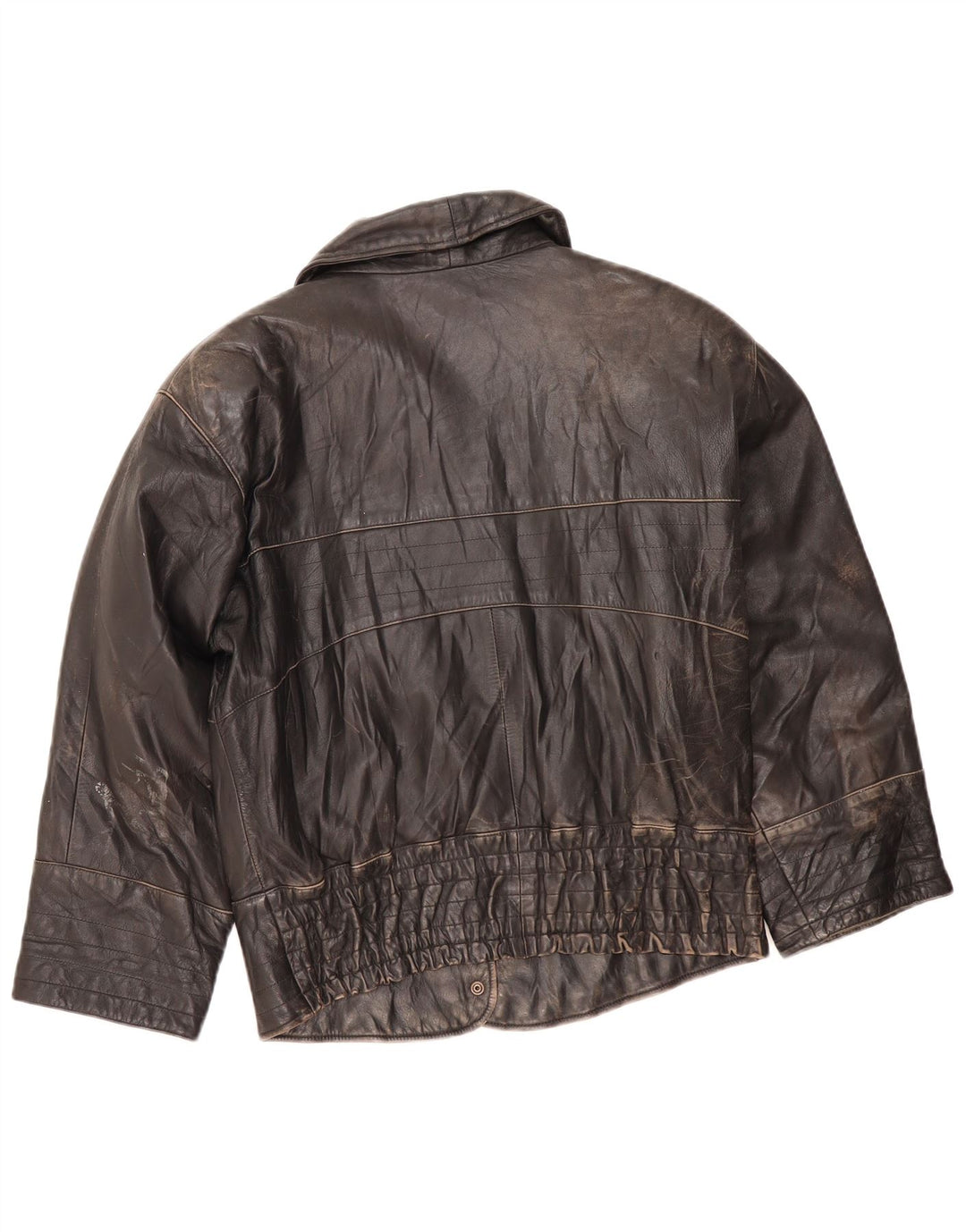 veste en cuir femme vintage UK 16 Grand Brun