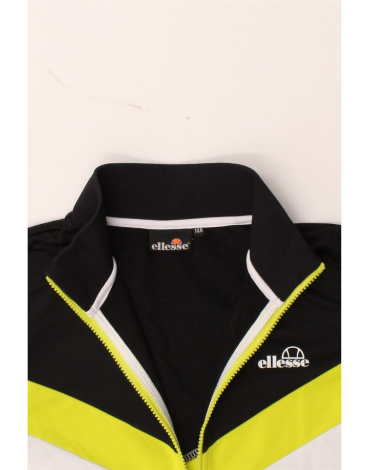 ELLESSE Boys Tracksuit Top Jacket 13-14 Years White Colourblock Polyester Vintage Ellesse and Second-Hand Ellesse from Messina Hembry 
