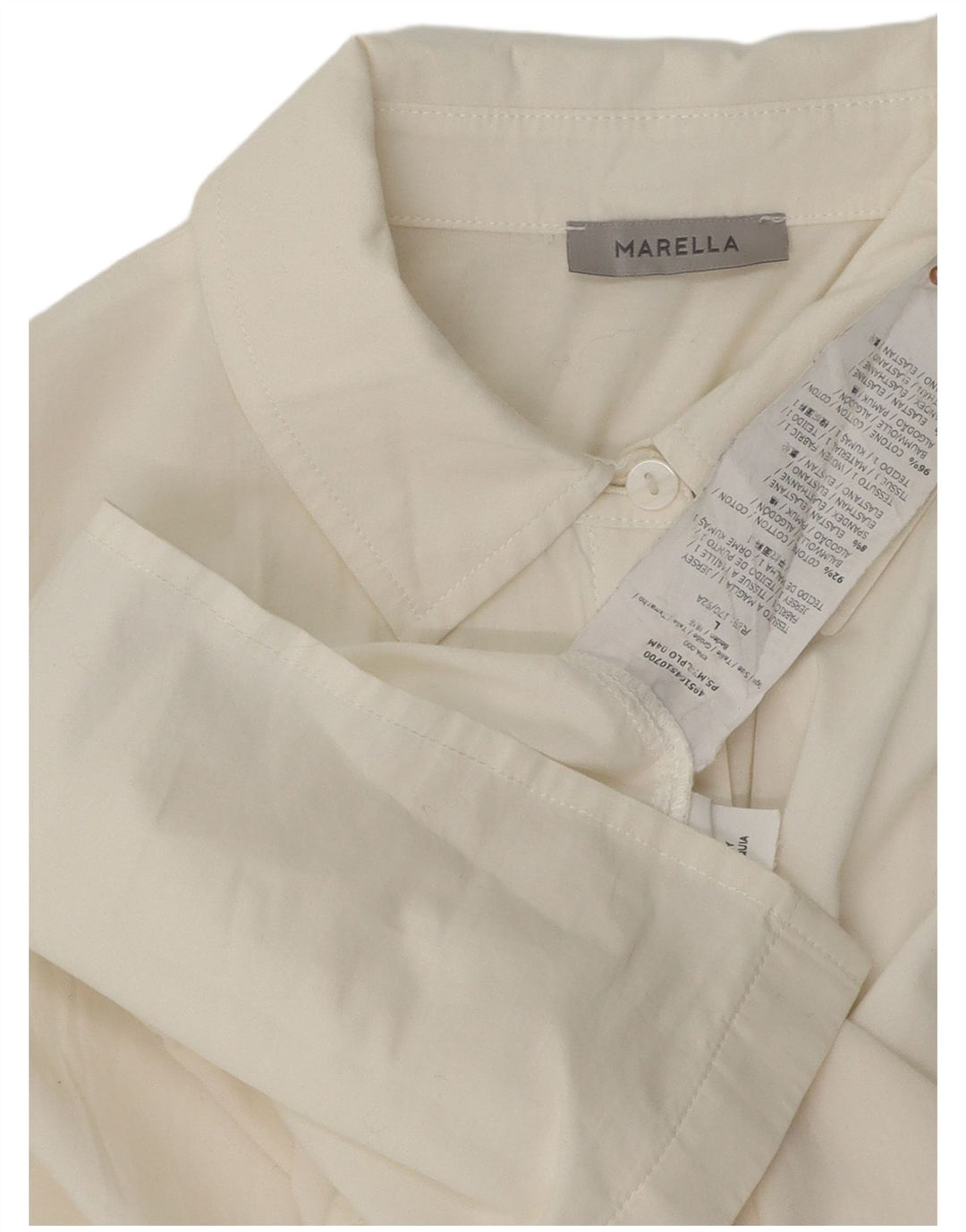 Marella Chemise longue pour femme UK 16 Large en coton blanc cassé