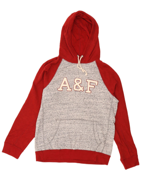Abercrombie & Fitch Pull à capuche pour homme UK 14 Medium Bordeaux Colourblock
