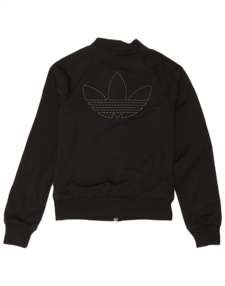 Adidas Femmes Crop Graphic Survêtement Top Veste EU 38 Moyen Noir
