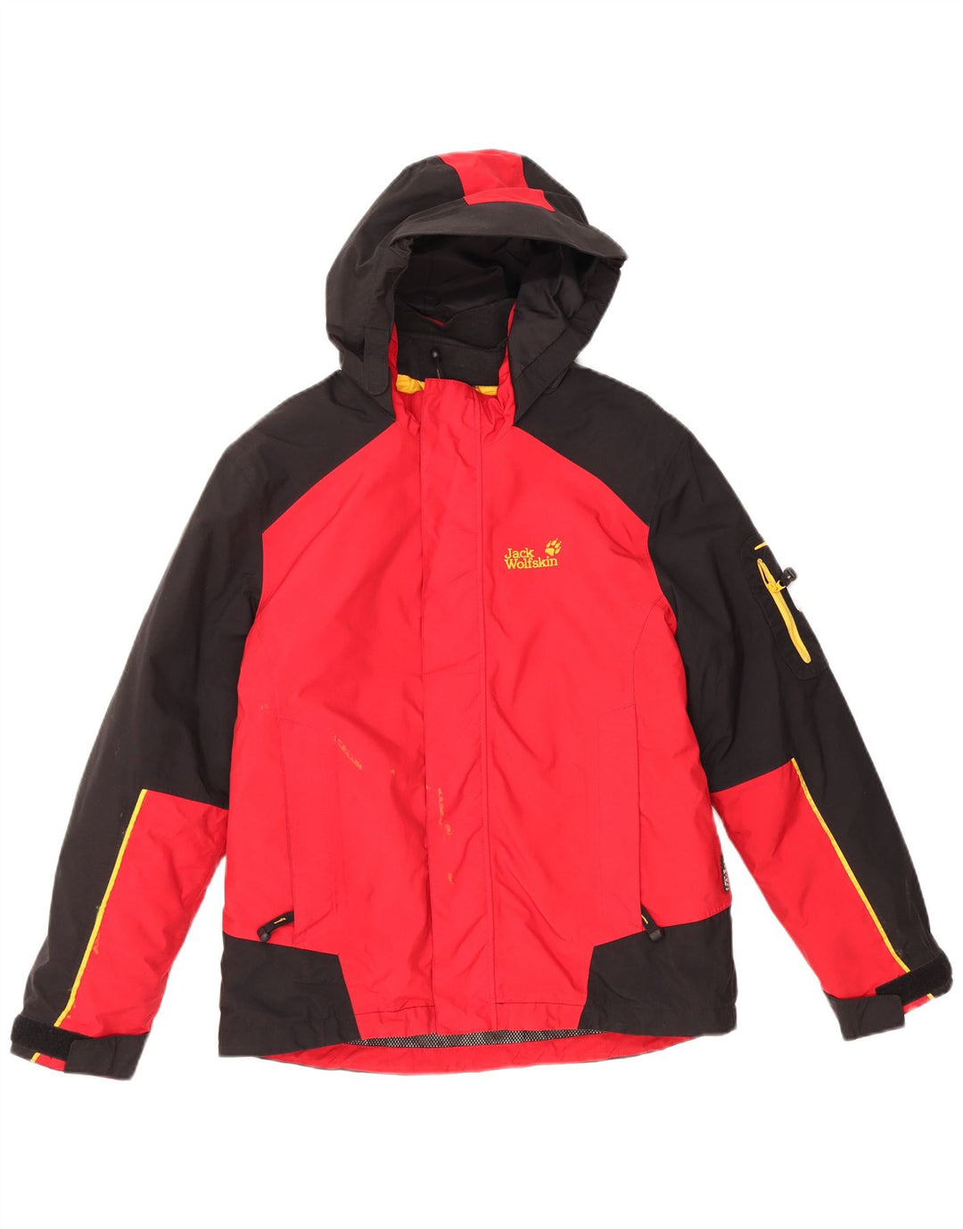 JACK WOLFSKIN Veste de pluie à capuche graphique pour garçon 11-12 ans Rouge Colourblock