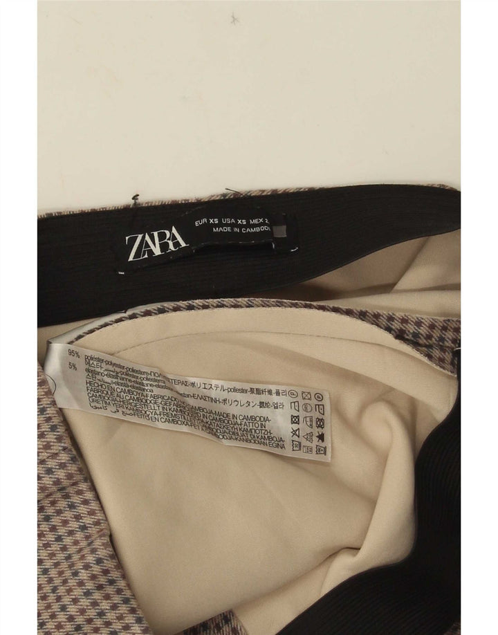 Zara Leggings Femme UK 4 XS Gris Pied-de-Poule Polyester