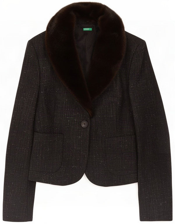 Benetton Veste blazer 1 bouton pour femme UK 42 Medium Black Flecked