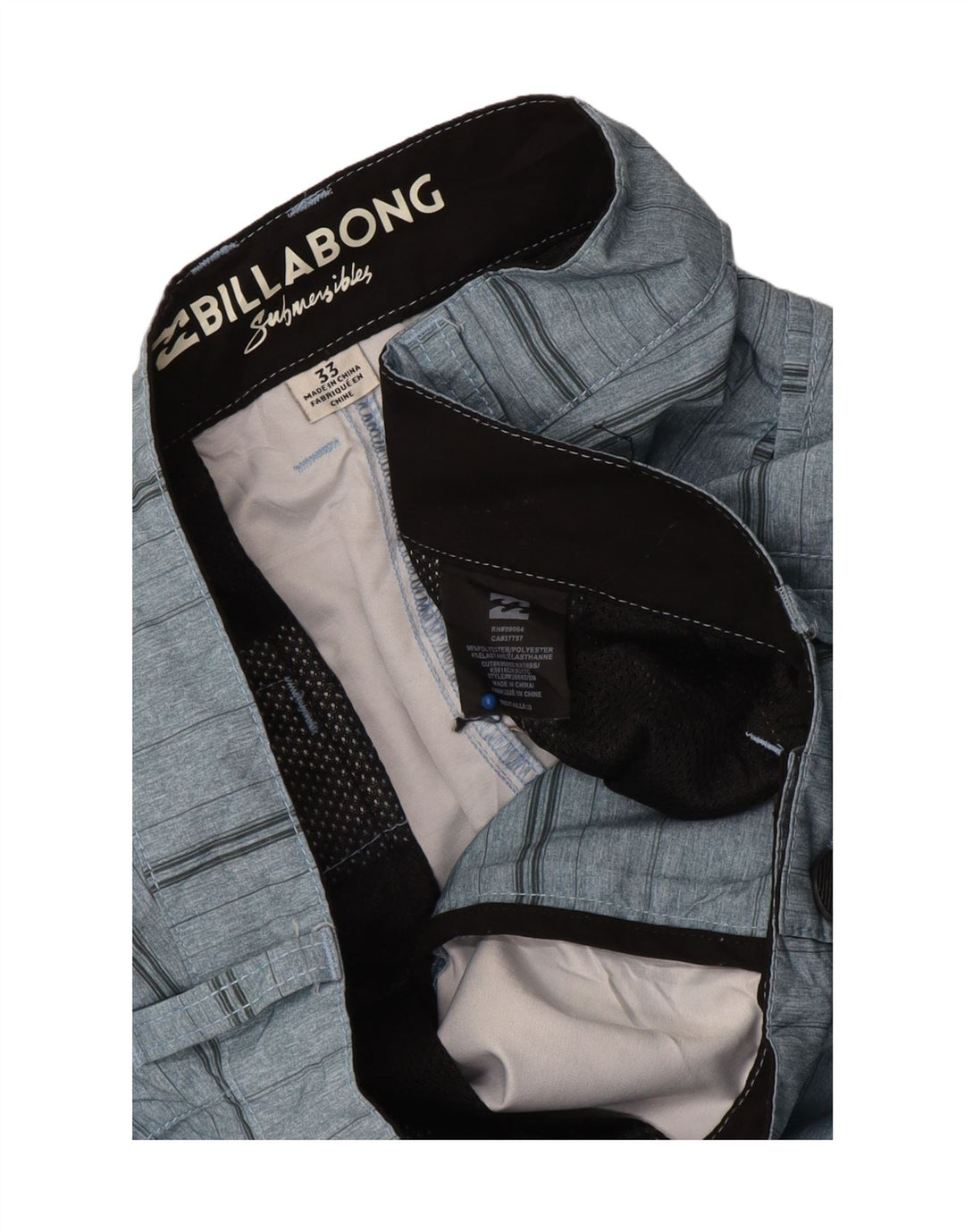 Billabong Short Chino Homme W33 Bleu Moyen Rayé Polyester