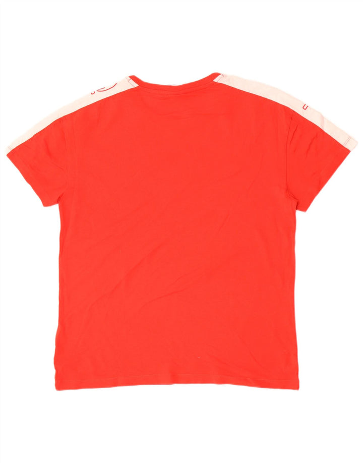 Champion T-Shirt Graphique Homme Large Rouge Colourblock