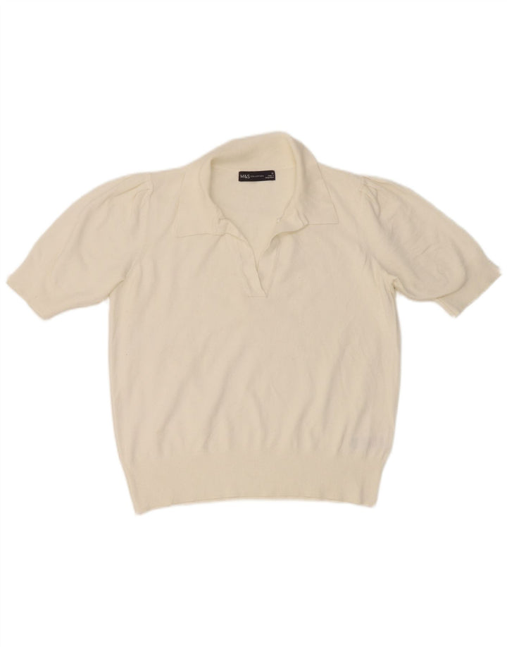 Marks & Spencer Polo Femme UK 12 Medium Blanc Viscose