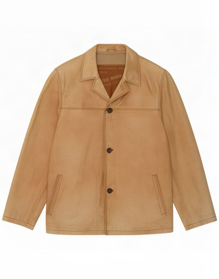 David Moore Veste en cuir pour homme UK 42 XL Marron Classique