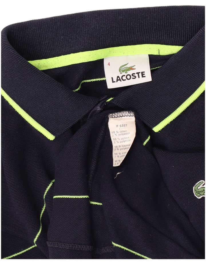 LACOSTE Polo à manches longues pour homme Taille 4 Coton rayé bleu marine moyen
