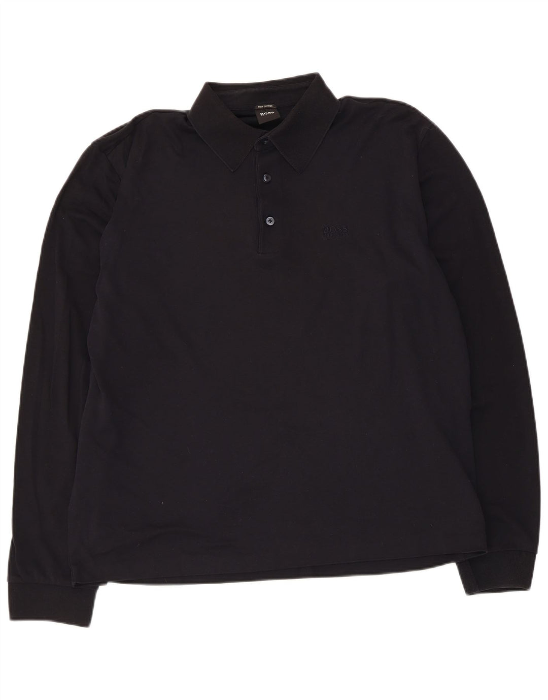 Hugo Boss Polo à manches longues en coton noir moyen