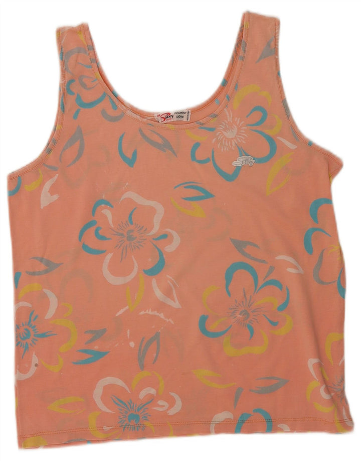 Silvy Débardeur Femme IT 44 Coton Floral Rose Moyen