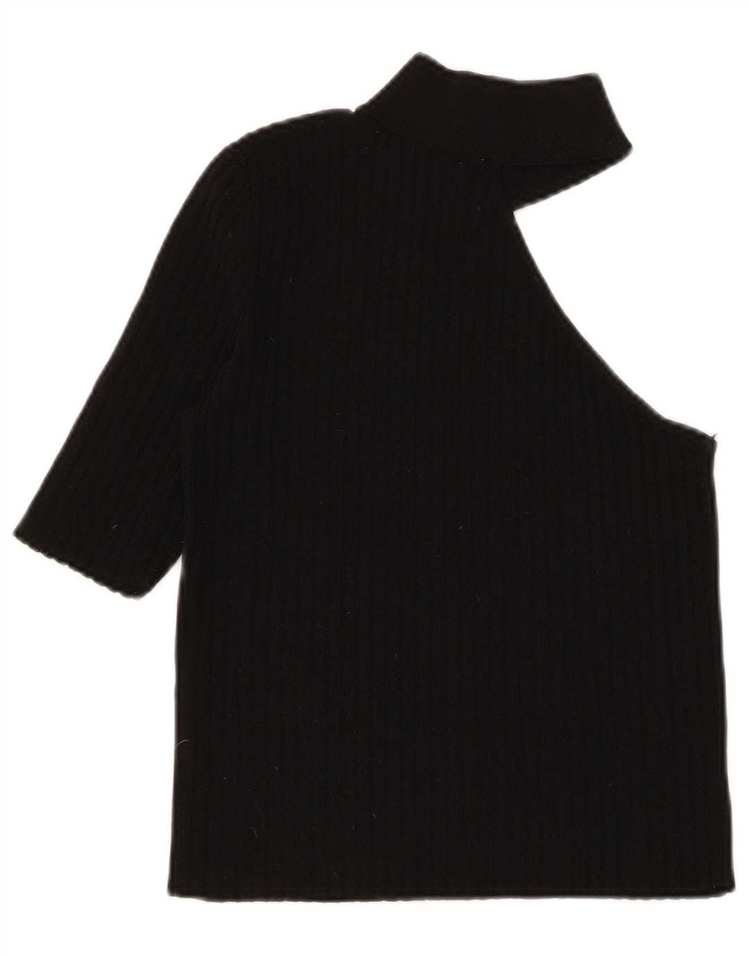 Zara Femmes Crop One Épaule Top UK 8 Petit Nylon Noir