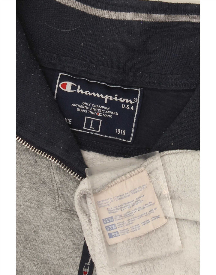 CHAMPION Sweat-shirt à col zippé pour homme, grand, gris, coton