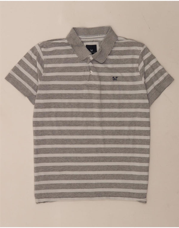 Crew Clothing Polo à manches courtes pour homme XL en coton rayé gris