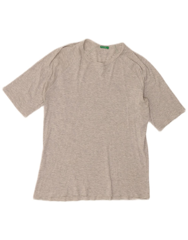 Benetton T-Shirt Femme UK 12 Gris Moyen Moucheté
