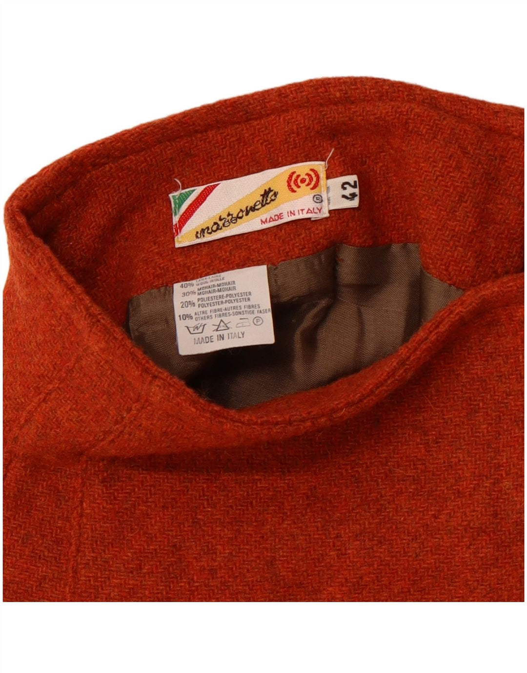 Mazzonetto Jupe Crayon Taille Haute Femme IT 42 Medium W24 Laine Orange