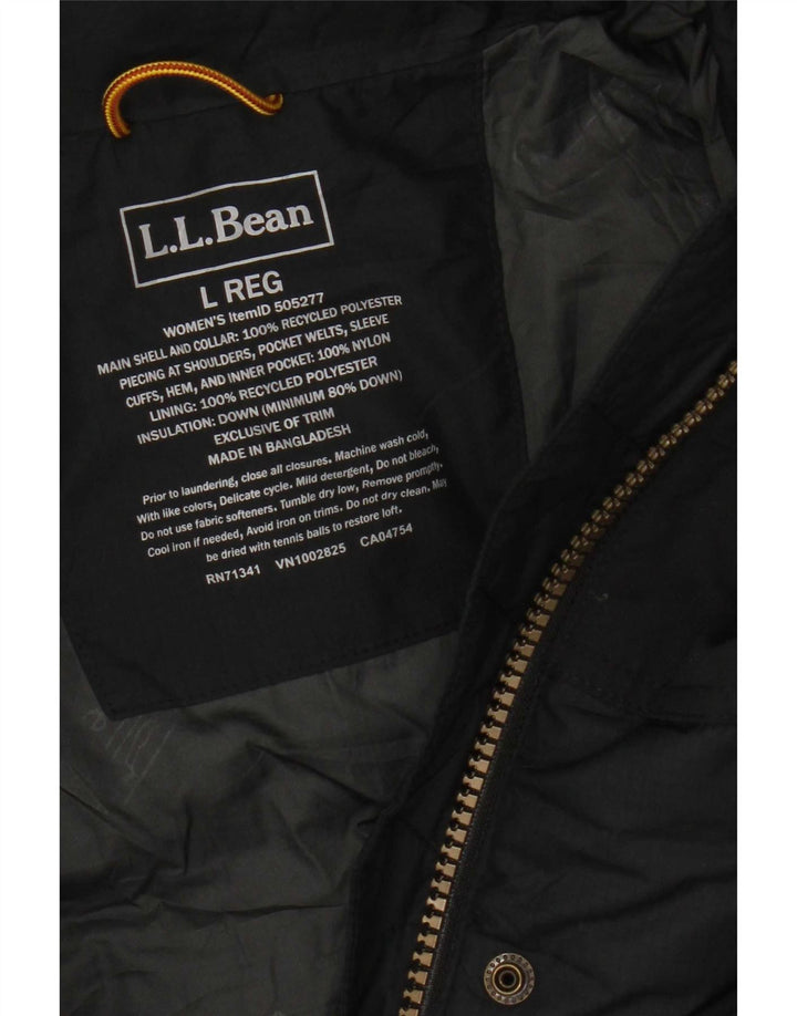 L.L.Bean Veste matelassée à capuche pour femme UK 16 Large Gris Polyester