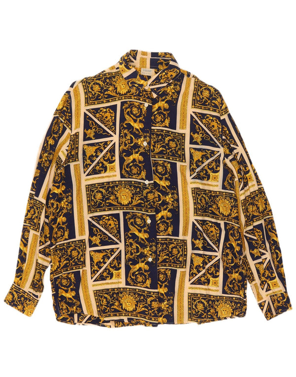 Benetton Chemisier coupe ample pour femme UK 44, jaune moyen, cachemire en viscose
