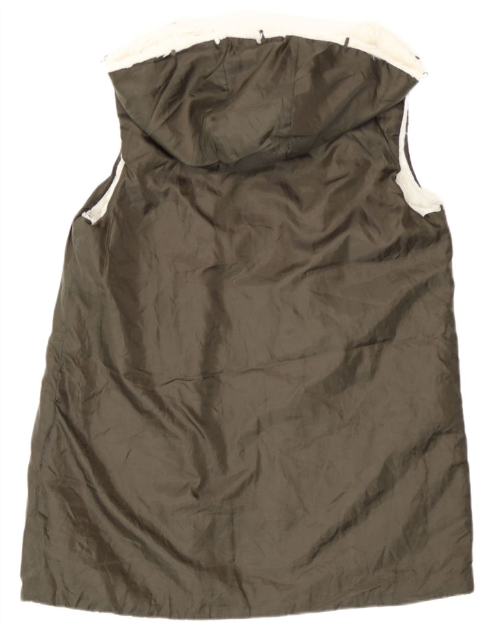 Oasis Gilet long à capuche pour femme UK 14 Vert moyen Polyamide